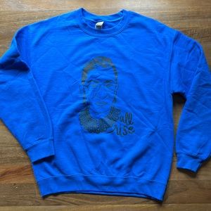 Medium blue mens sweatshirt (unisex, super big for a medium) - RBG “all rise”